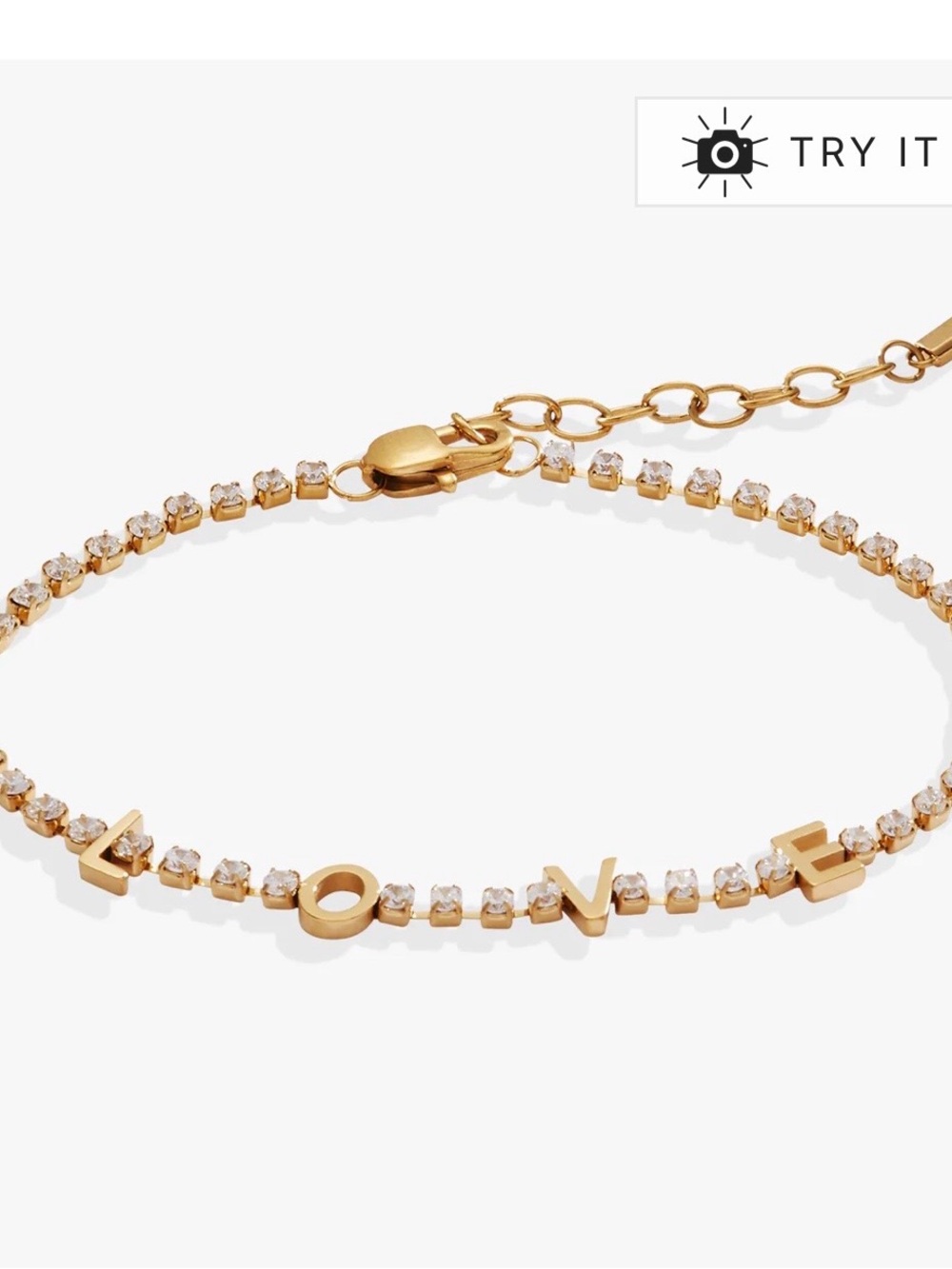 Alex and Ani Gold 'LOVE' Crystal Tennis Bracelet